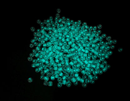 GLOW Glass Beads, 4mm 6/0 Glass Beads, Glow in Dark Iridescent Beads with Blue Lining Beads, Rocailles Beads, Beading Supplies #3331