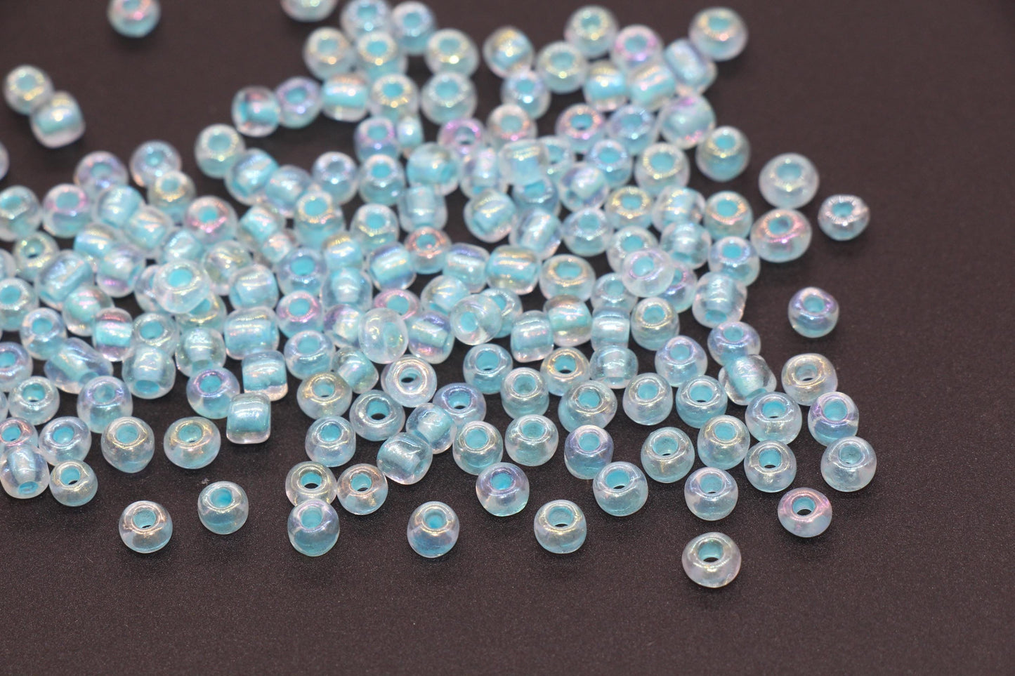 GLOW Glass Beads, 4mm 6/0 Glass Beads, Glow in Dark Iridescent Beads with Blue Lining Beads, Rocailles Beads, Beading Supplies #3331