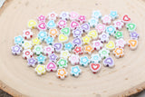 Heart, Star, Flower Mix Beads, Multicolor Beads, Plastic Heart Star Flower Shape Beads, Beads for Bracelets, Kids Craft Beads #3280
