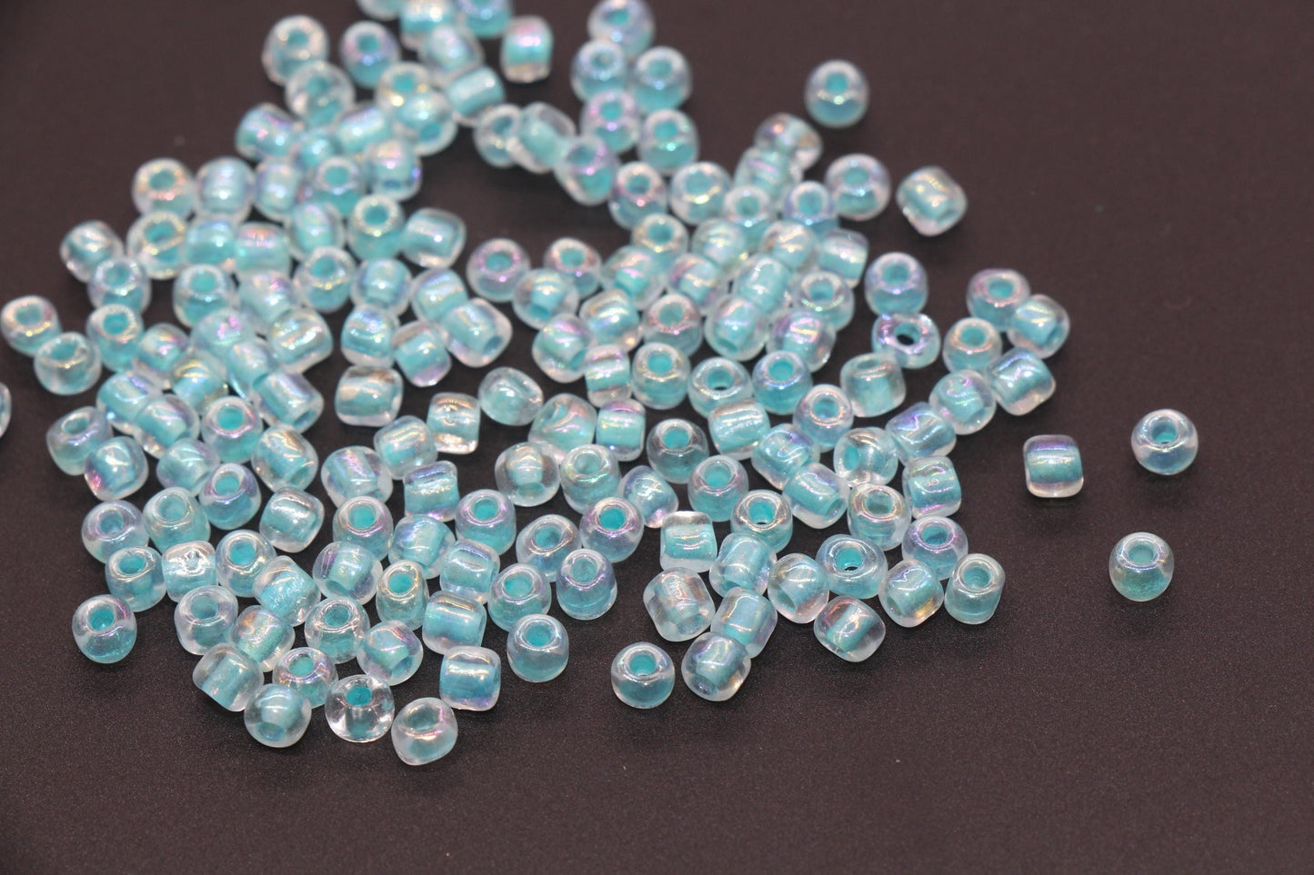 GLOW Glass Beads, 4mm 6/0 Glass Beads, Glow in Dark Iridescent Beads with Blue Lining Beads, Rocailles Beads, Beading Supplies #3334