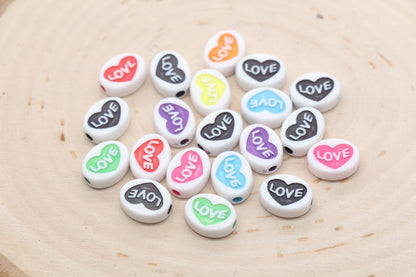 Heart Love Beads, Acrylic Heart Beads, Love Beads, Chunky Beads for Bracelet Necklace Beads #3281 #3282 #3283