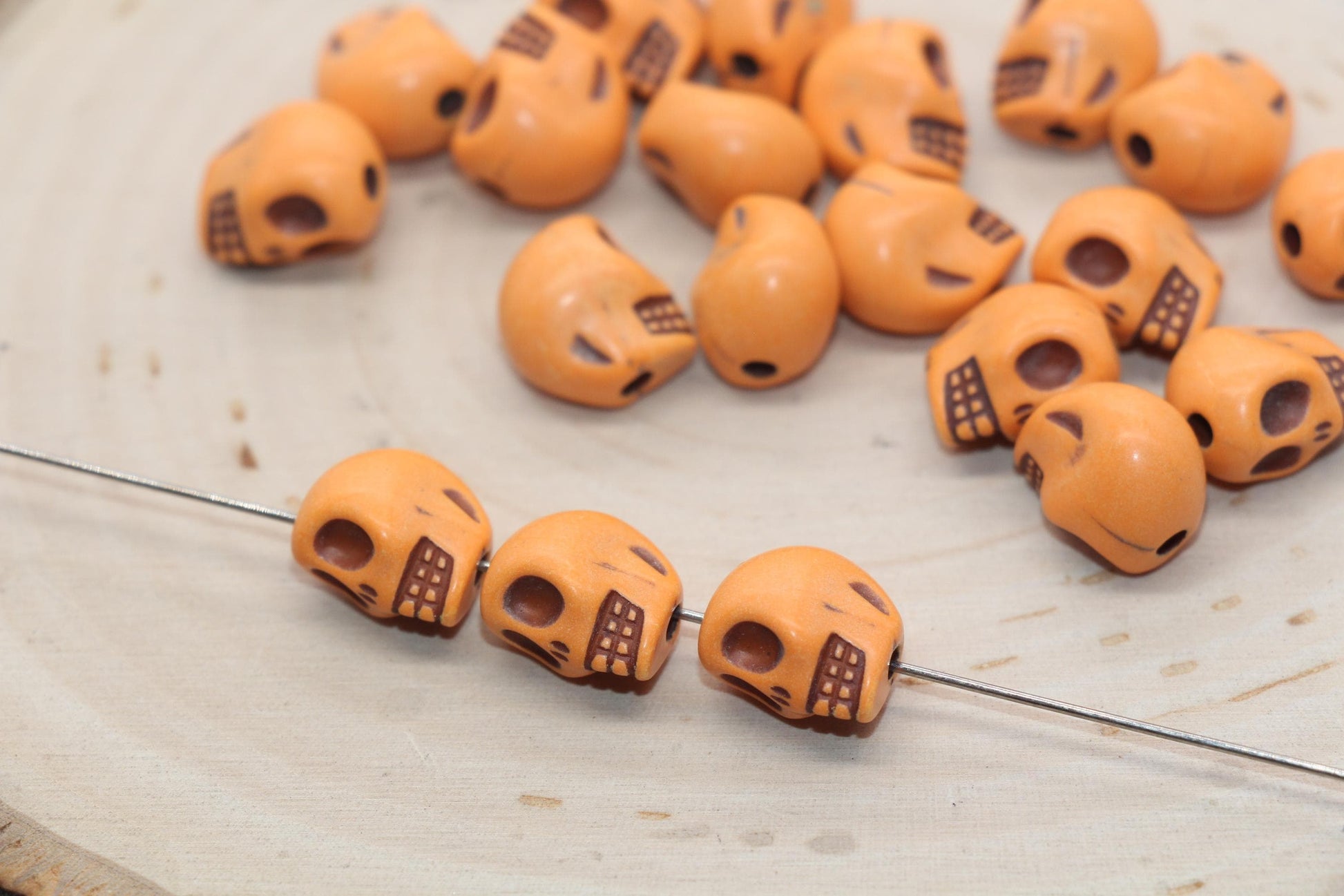 Skull Acrylic Beads, Chunky Skull Head Acrylic Beads, Plastic Skull Beads, Halloween Skull Beads #749