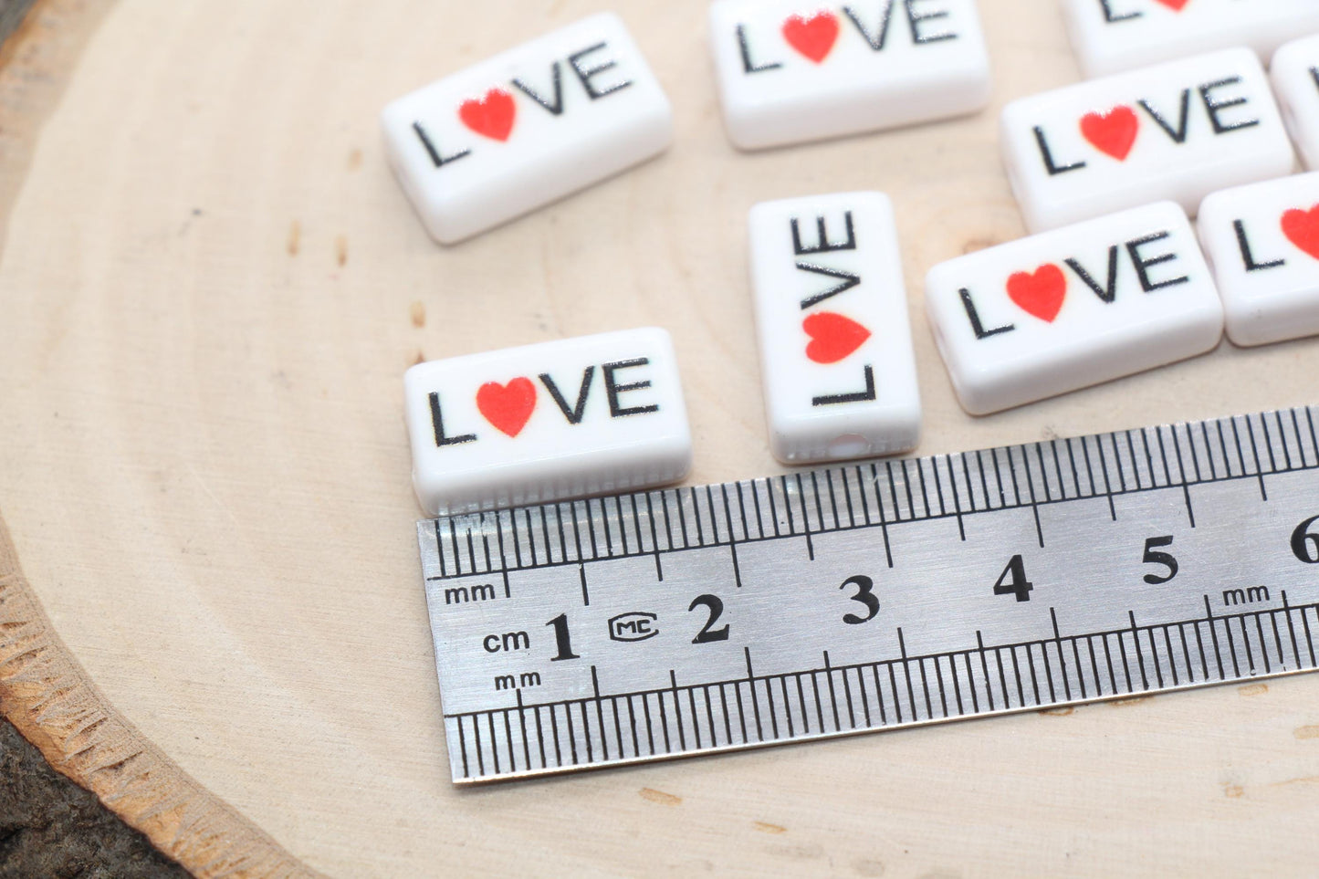 Love Beads, Rectangle Shape Love Beads, Word Beads, Chunky Love Beads for Bracelet #3290