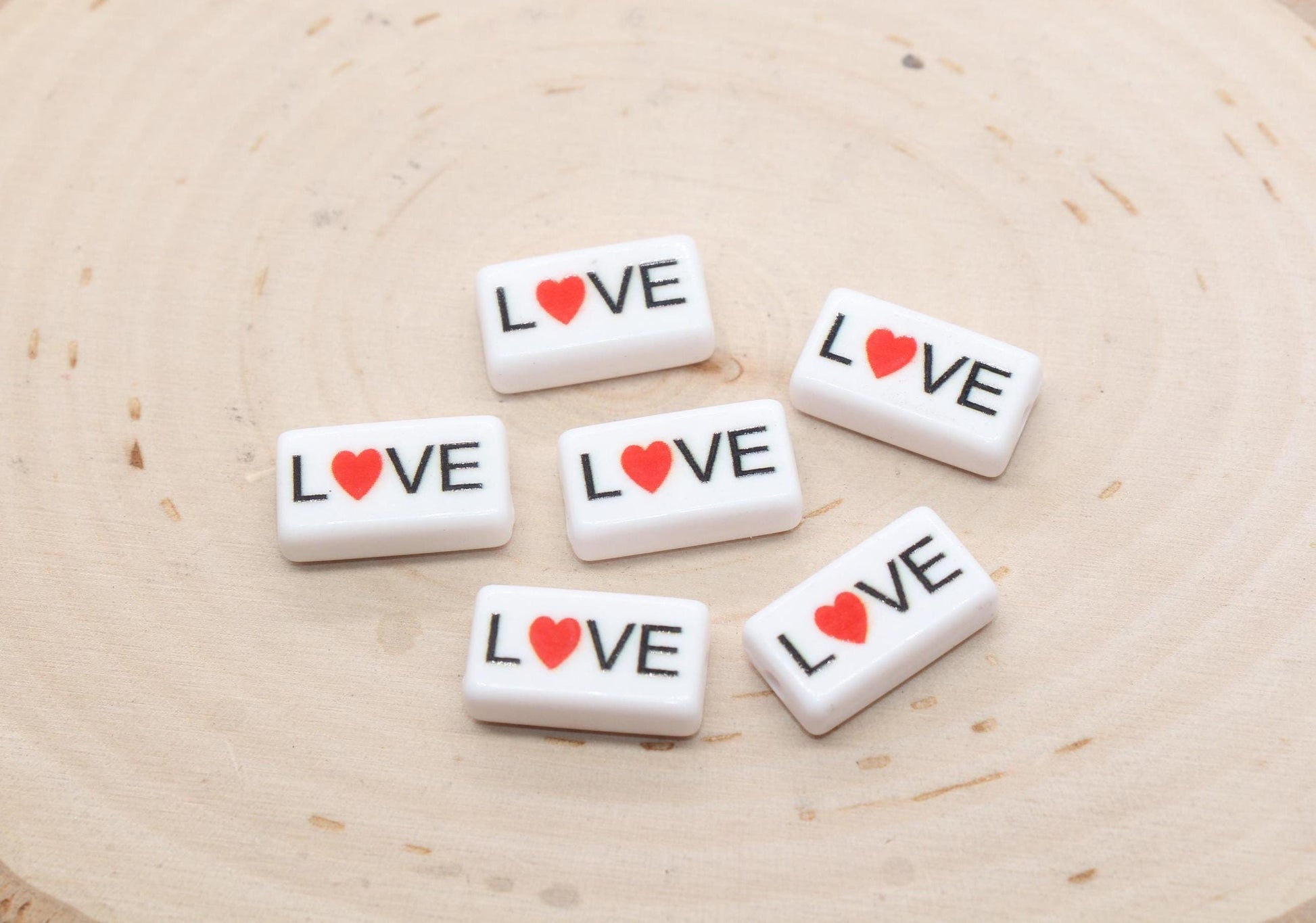 Love Beads, Rectangle Shape Love Beads, Word Beads, Chunky Love Beads for Bracelet #3290