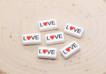 Love Beads, Rectangle Shape Love Beads, Word Beads, Chunky Love Beads for Bracelet #3290