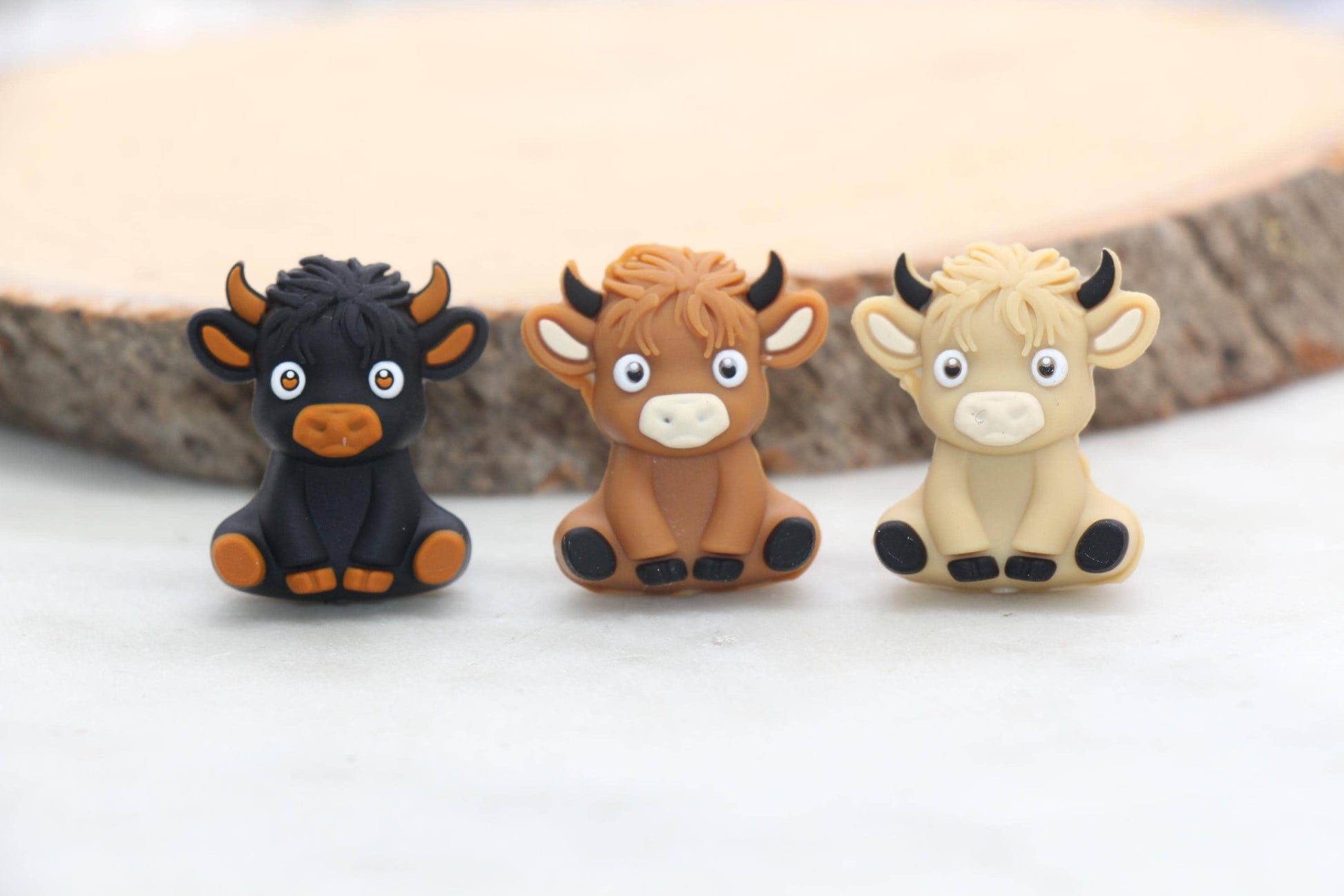 3D Highland Cow Silicone Beads, Western Cow Focal Beads, Animal Themed Beads, Chunky Beads, Silicone Loose Beads #612