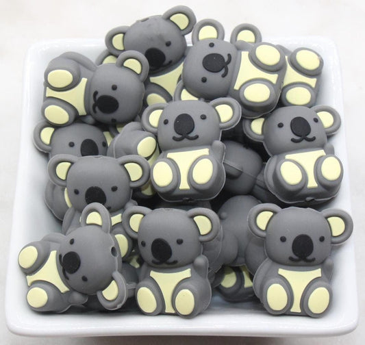 3D Koala Silicone Beads, Animal Focal Beads, Chunky Beads, Silicone Loose Beads #613