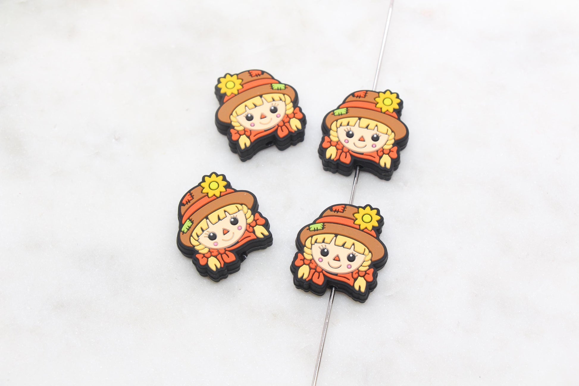 Scarecrow Girl Silicone Beads, Fall Focal Beads, Autumn Silicone Beads #620