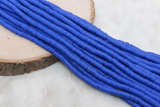 6mm Persian Blue Heishi Beads, Heishi Beads, Polymer Clay Disc Beads, African Disc Beads, Vinyl Heishi, Full Strand #364