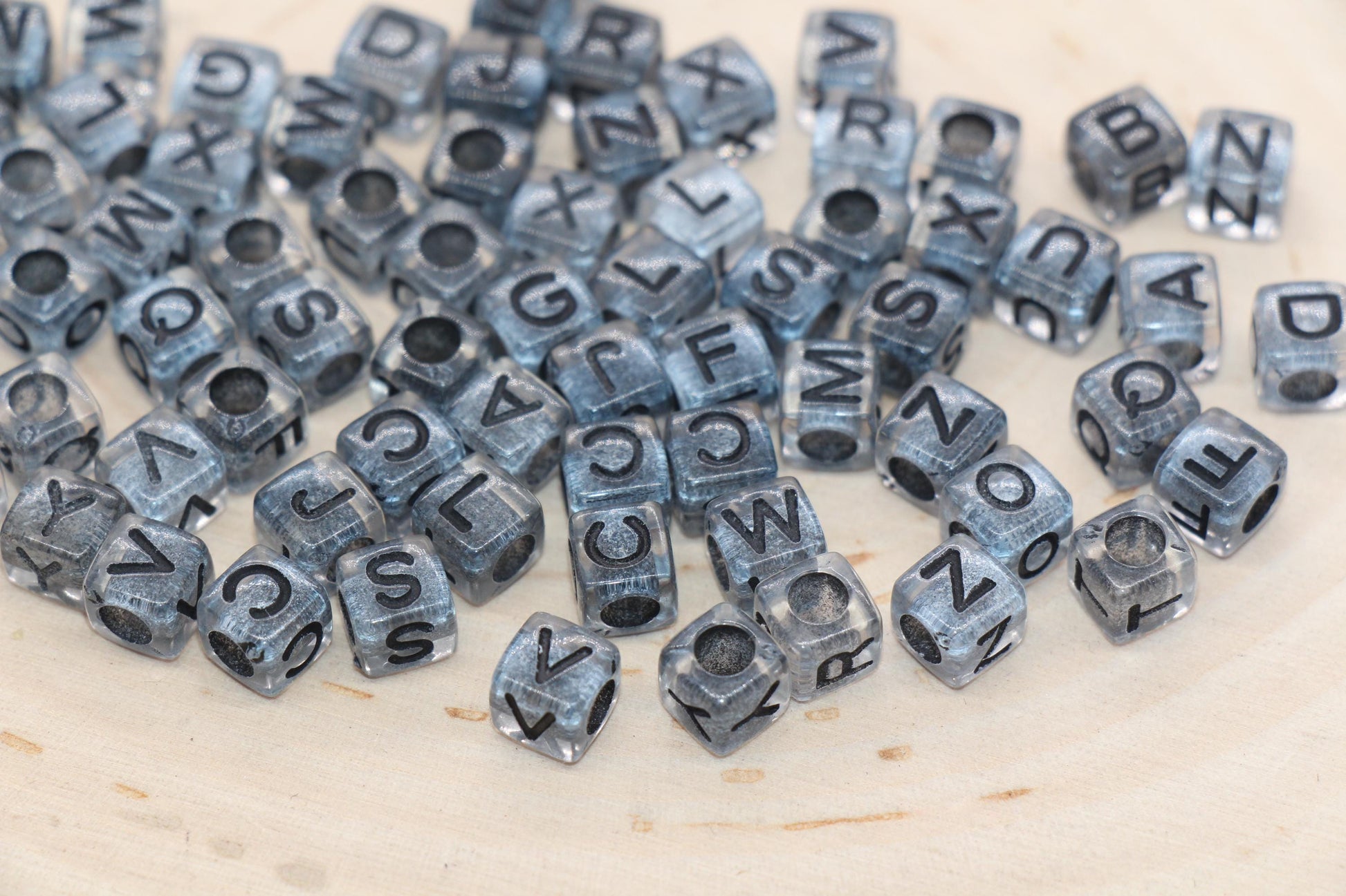 Mix Black Alphabet Letter Beads, Cube Shape Letter Beads, Acrylic Square Name Initial Beads, Kid Craft Beads Size 6mm #171