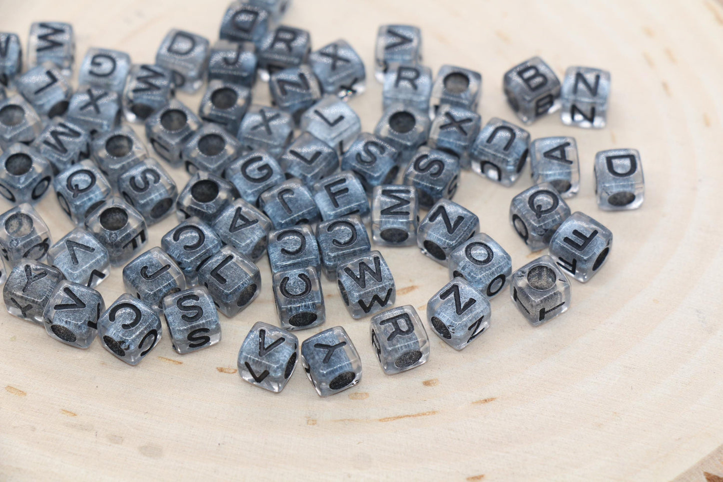 Mix Black Alphabet Letter Beads, Cube Shape Letter Beads, Acrylic Square Name Initial Beads, Kid Craft Beads Size 6mm #171