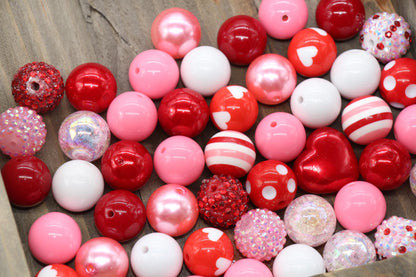 20mm Bubblegum Beads, Pink and Red Beads Mix, Chunky Beads, Jewelry Making Beads