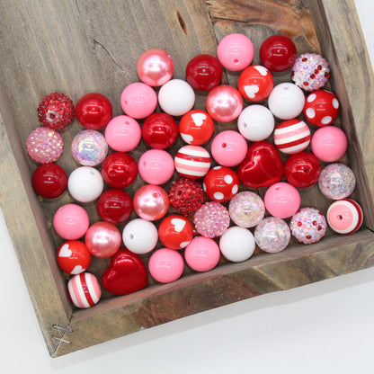 20mm Bubblegum Beads, Pink and Red Beads Mix, Chunky Beads, Jewelry Making Beads