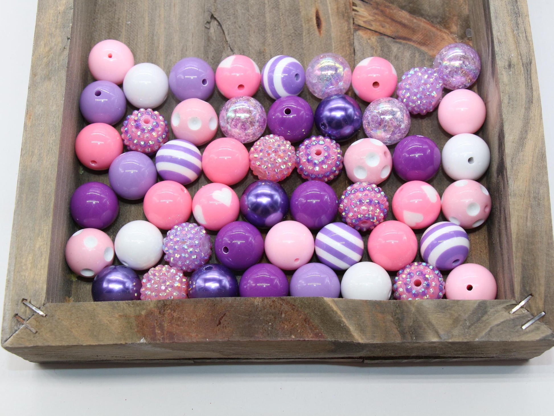 20mm Bubblegum Beads, Pink and Purple Beads Mix, Chunky Beads, Jewelry Making Beads