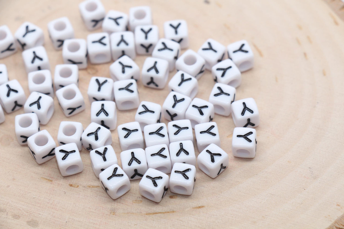 Cube Letter Y Beads, Square Letter Y Beads, Individual Letter Beads, Single Letter Slider Beads, Name Initial Beads, Size 6mm