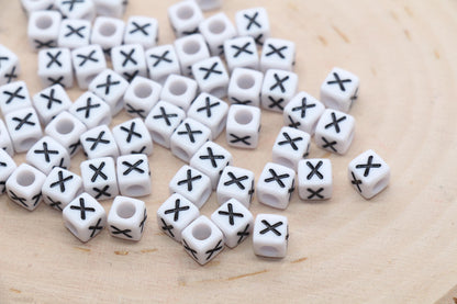 Cube Letter X Beads, Square Letter X Beads, Individual Letter Beads, Single Letter Slider Beads, Name Initial Beads, Size 6mm