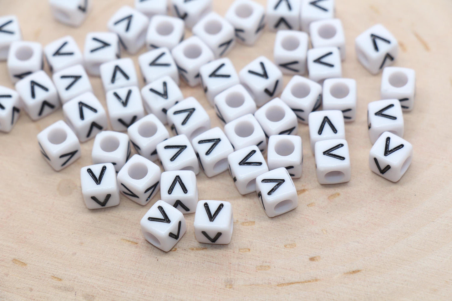 Cube Letter V Beads, Square Letter V Beads, Individual Letter Beads, Single Letter Slider Beads, Name Initial Beads, Size 6mm