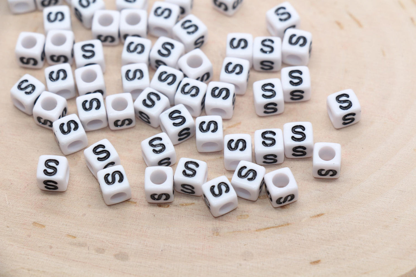 Cube Letter S Beads, Square Letter S Beads, Individual Letter Beads, Single Letter Slider Beads, Name Initial Beads, Size 6mm