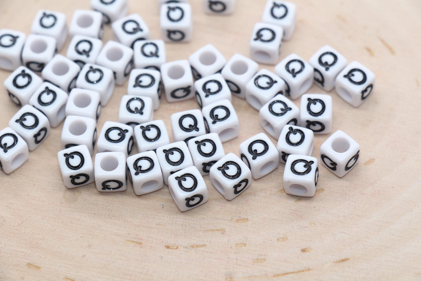 Cube Letter Q Beads, Square Letter Q Beads, Individual Letter Beads, Single Letter Slider Beads, Name Initial Beads, Size 6mm