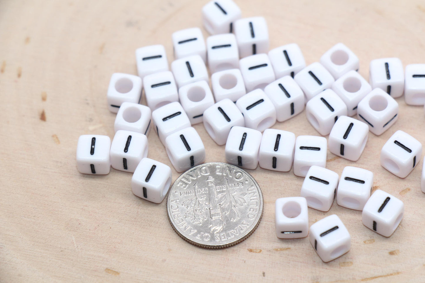 Cube Letter I Beads, Square Letter I Beads, Individual Letter Beads, Single Letter Slider Beads, Name Initial Beads, Size 6mm