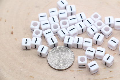 Cube Letter I Beads, Square Letter I Beads, Individual Letter Beads, Single Letter Slider Beads, Name Initial Beads, Size 6mm