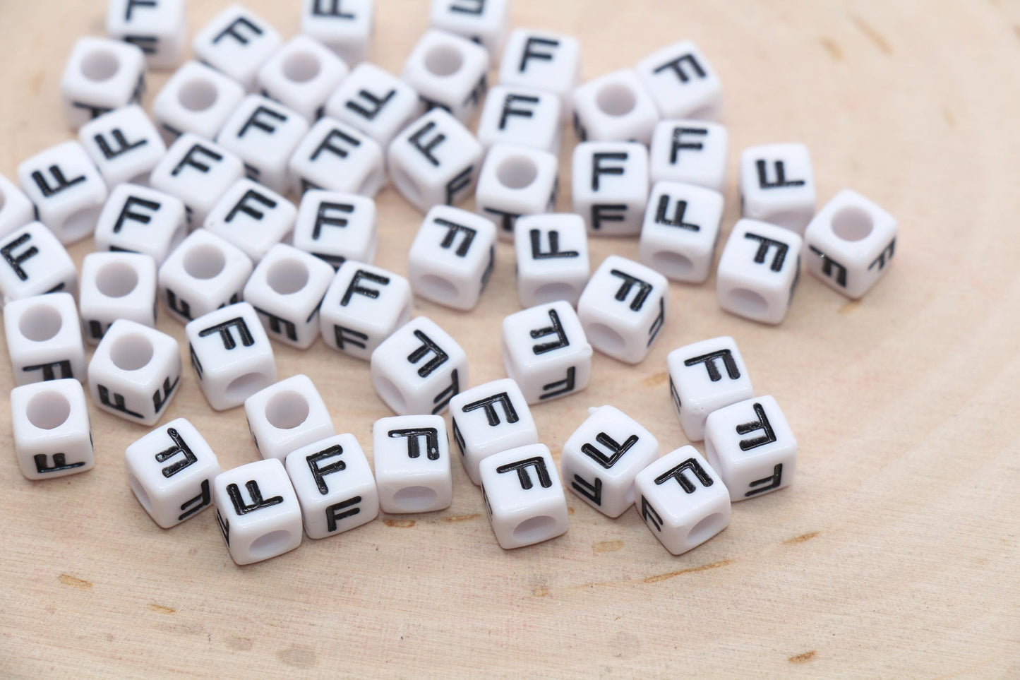 Cube Letter F Beads, Square Letter F Beads, Individual Letter Beads, Single Letter Slider Beads, Name Initial Beads, Size 6mm