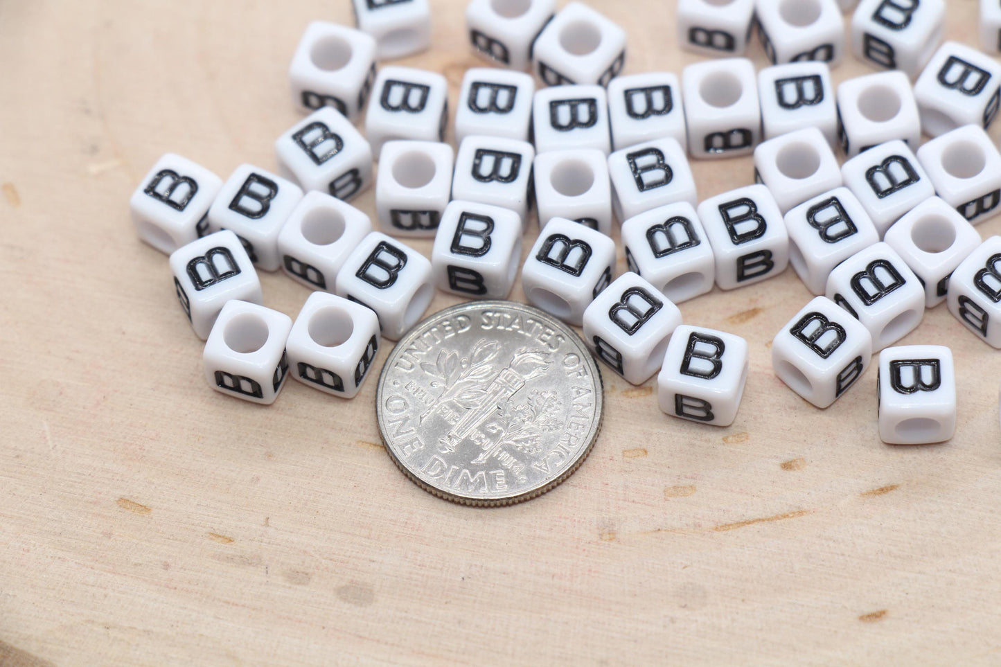 Cube Letter B Beads, Square Letter B Beads, Individual Letter Beads, Single Letter Slider Beads, Name Initial Beads, Size 6mm