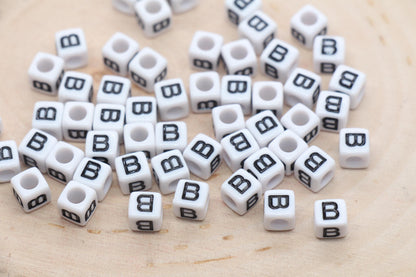 Cube Letter B Beads, Square Letter B Beads, Individual Letter Beads, Single Letter Slider Beads, Name Initial Beads, Size 6mm