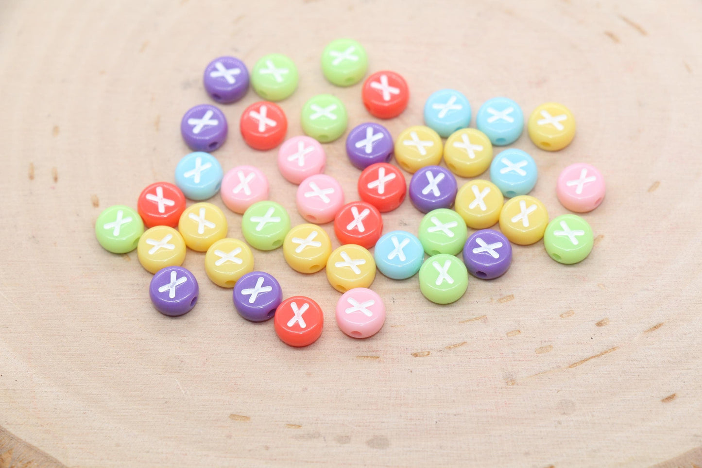 Letter X Beads, Pastel Mix Alphabet Letter Beads, Individual Letter Beads, Single Letter Beads, Name Initial Beads, Size 7mm