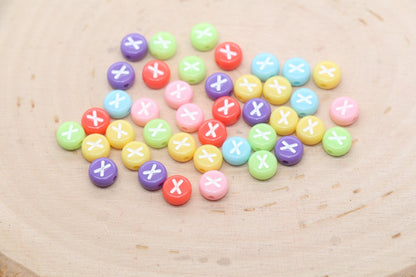 Letter X Beads, Pastel Mix Alphabet Letter Beads, Individual Letter Beads, Single Letter Beads, Name Initial Beads, Size 7mm