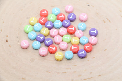 Letter T Beads, Pastel Mix Alphabet Letter Beads, Individual Letter Beads, Single Letter Beads, Name Initial Beads, Size 7mm