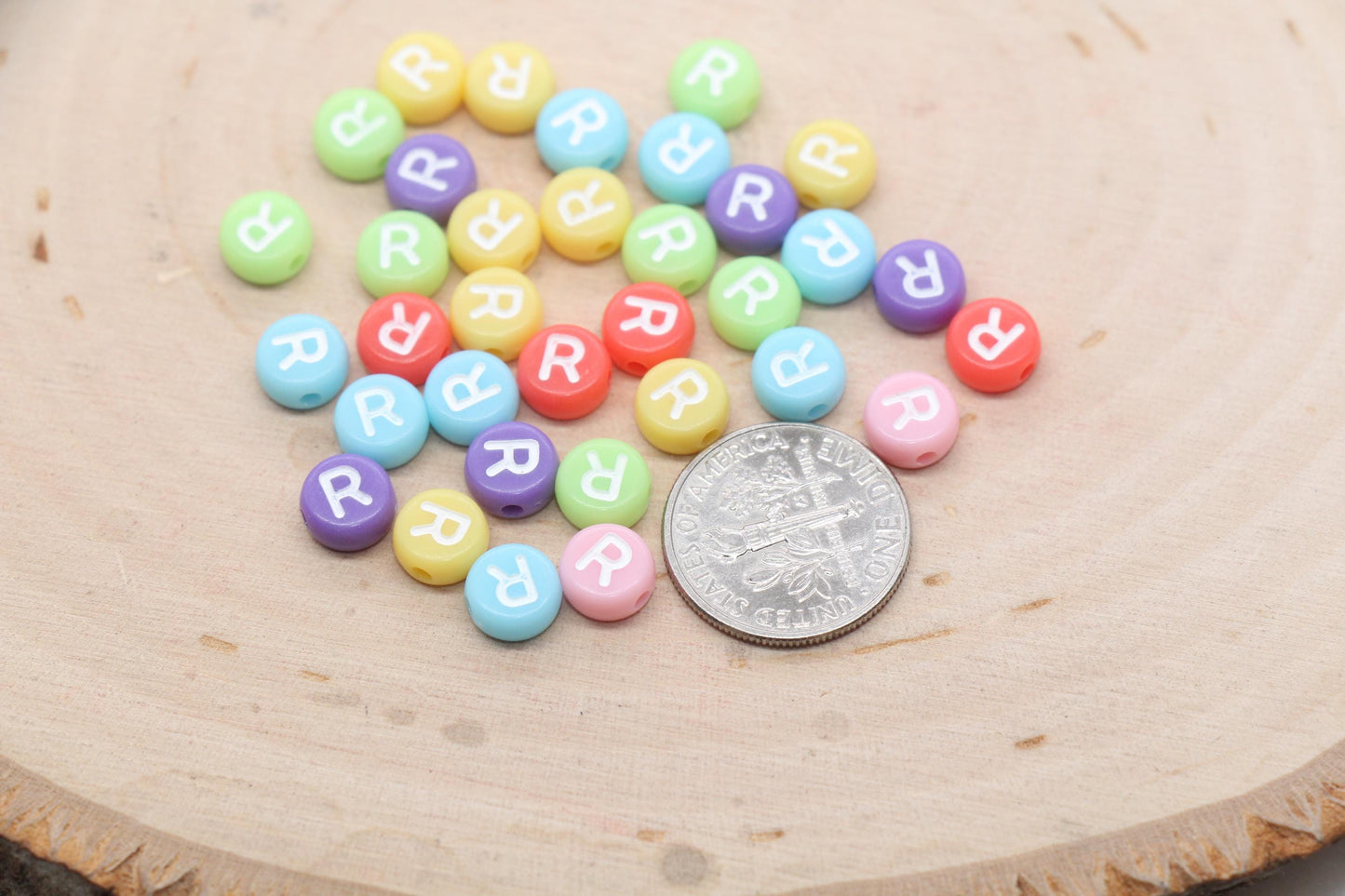 Letter R Beads, Pastel Mix Alphabet Letter Beads, Individual Letter Beads, Single Letter Beads, Name Initial Beads, Size 7mm