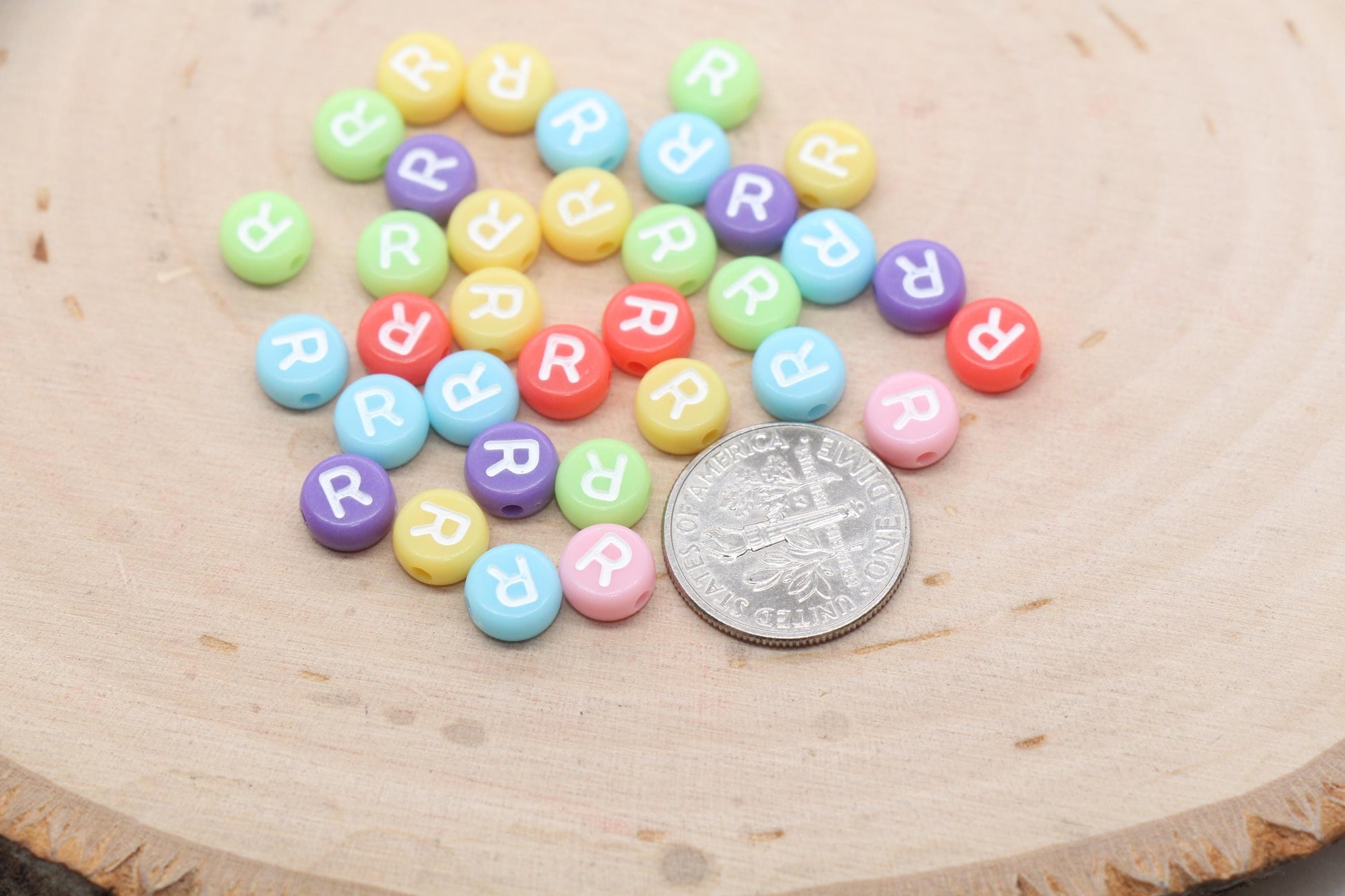 Letter R Beads, Pastel Mix Alphabet Letter Beads, Individual Letter Beads, Single Letter Beads, Name Initial Beads, Size 7mm