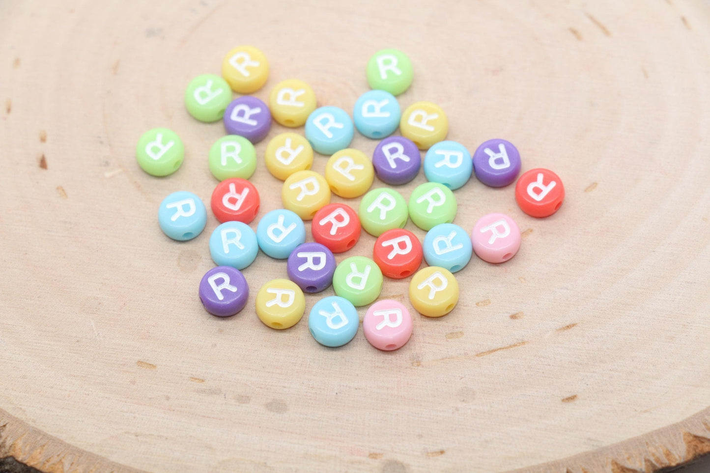 Letter R Beads, Pastel Mix Alphabet Letter Beads, Individual Letter Beads, Single Letter Beads, Name Initial Beads, Size 7mm