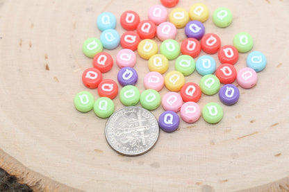 Letter Q Beads, Pastel Mix Alphabet Letter Beads, Individual Letter Beads, Single Letter Beads, Name Initial Beads, Size 7mm