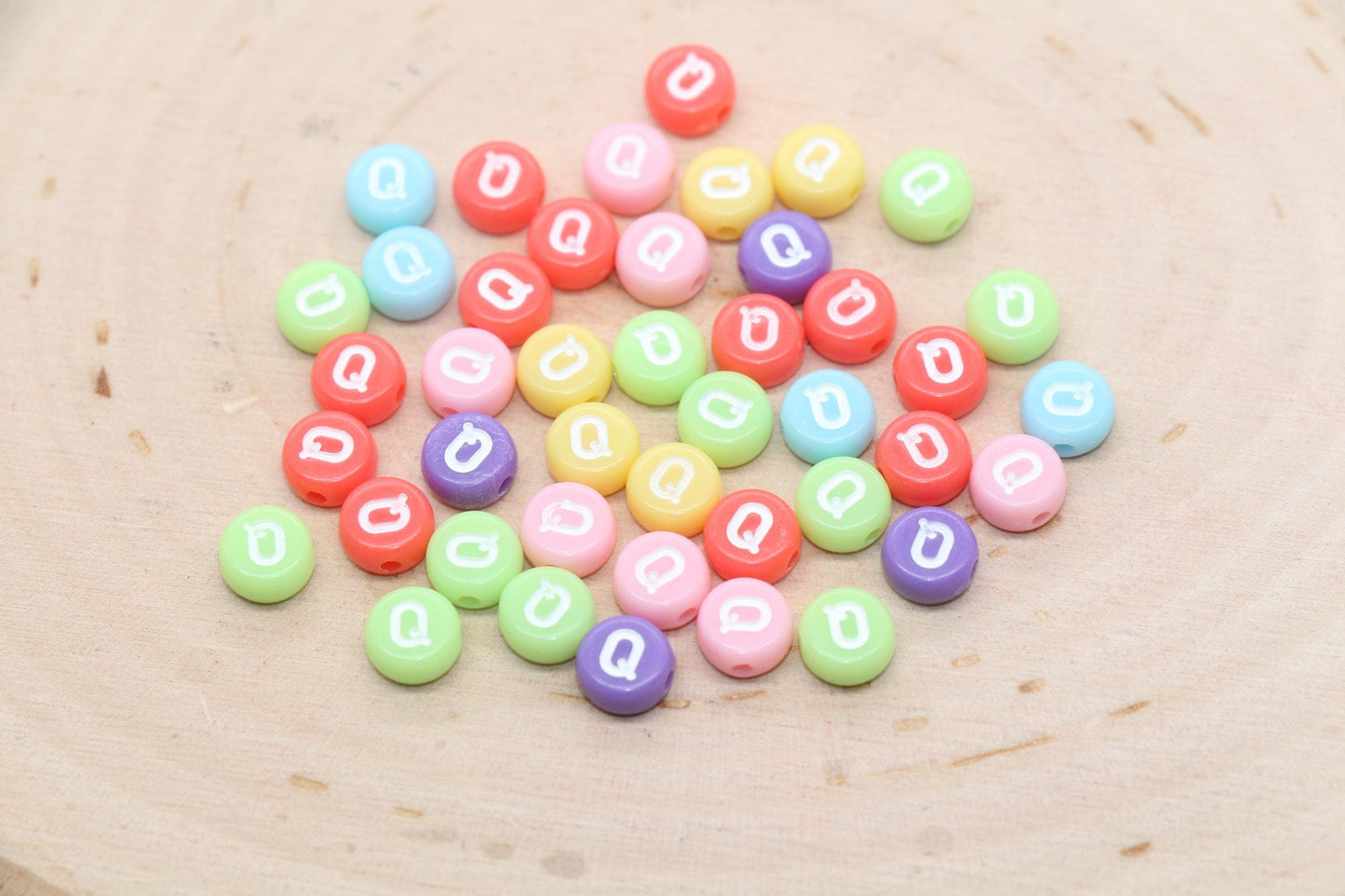 Letter Q Beads, Pastel Mix Alphabet Letter Beads, Individual Letter Beads, Single Letter Beads, Name Initial Beads, Size 7mm