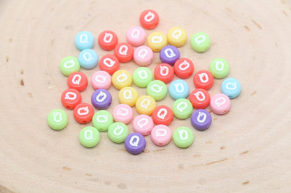 Letter Q Beads, Pastel Mix Alphabet Letter Beads, Individual Letter Beads, Single Letter Beads, Name Initial Beads, Size 7mm