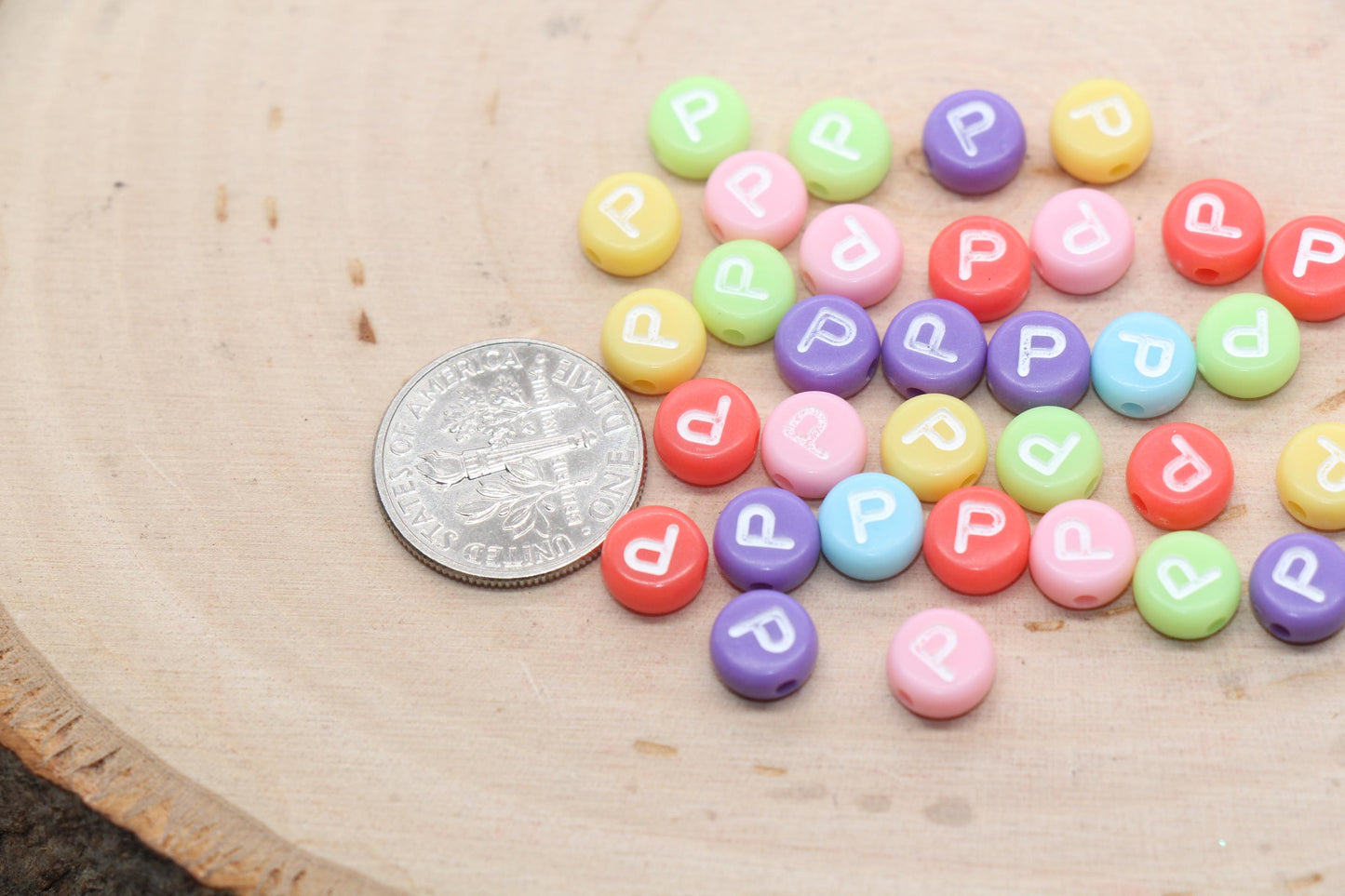 Letter P Beads, Pastel Mix Alphabet Letter Beads, Individual Letter Beads, Single Letter Beads, Name Initial Beads, Size 7mm