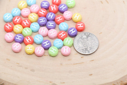 Letter H Beads, Pastel Mix Alphabet Letter Beads, Individual Letter Beads, Single Letter Beads, Name Initial Beads, Size 7mm