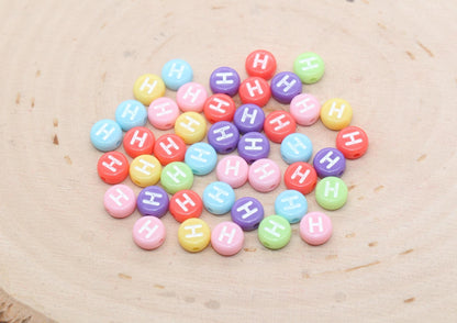 Letter H Beads, Pastel Mix Alphabet Letter Beads, Individual Letter Beads, Single Letter Beads, Name Initial Beads, Size 7mm