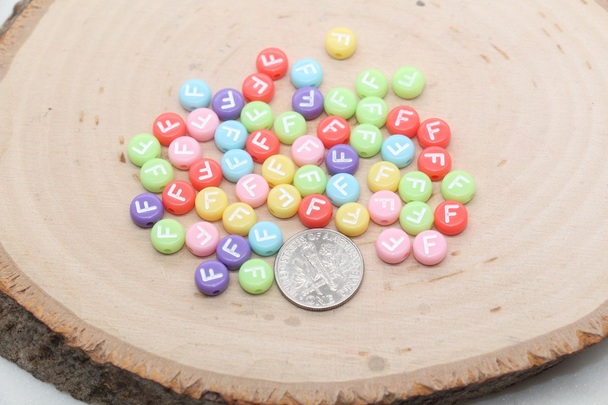 Letter F Beads, Pastel Mix Alphabet Letter Beads, Individual Letter Beads, Single Letter Beads, Name Initial Beads, Size 7mm