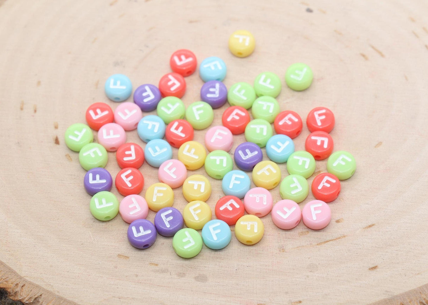 Letter F Beads, Pastel Mix Alphabet Letter Beads, Individual Letter Beads, Single Letter Beads, Name Initial Beads, Size 7mm