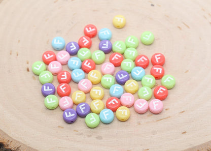 Letter F Beads, Pastel Mix Alphabet Letter Beads, Individual Letter Beads, Single Letter Beads, Name Initial Beads, Size 7mm