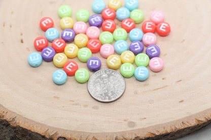 Letter E Beads, Pastel Mix Alphabet Letter Beads, Individual Letter Beads, Single Letter Beads, Name Initial Beads, Size 7mm