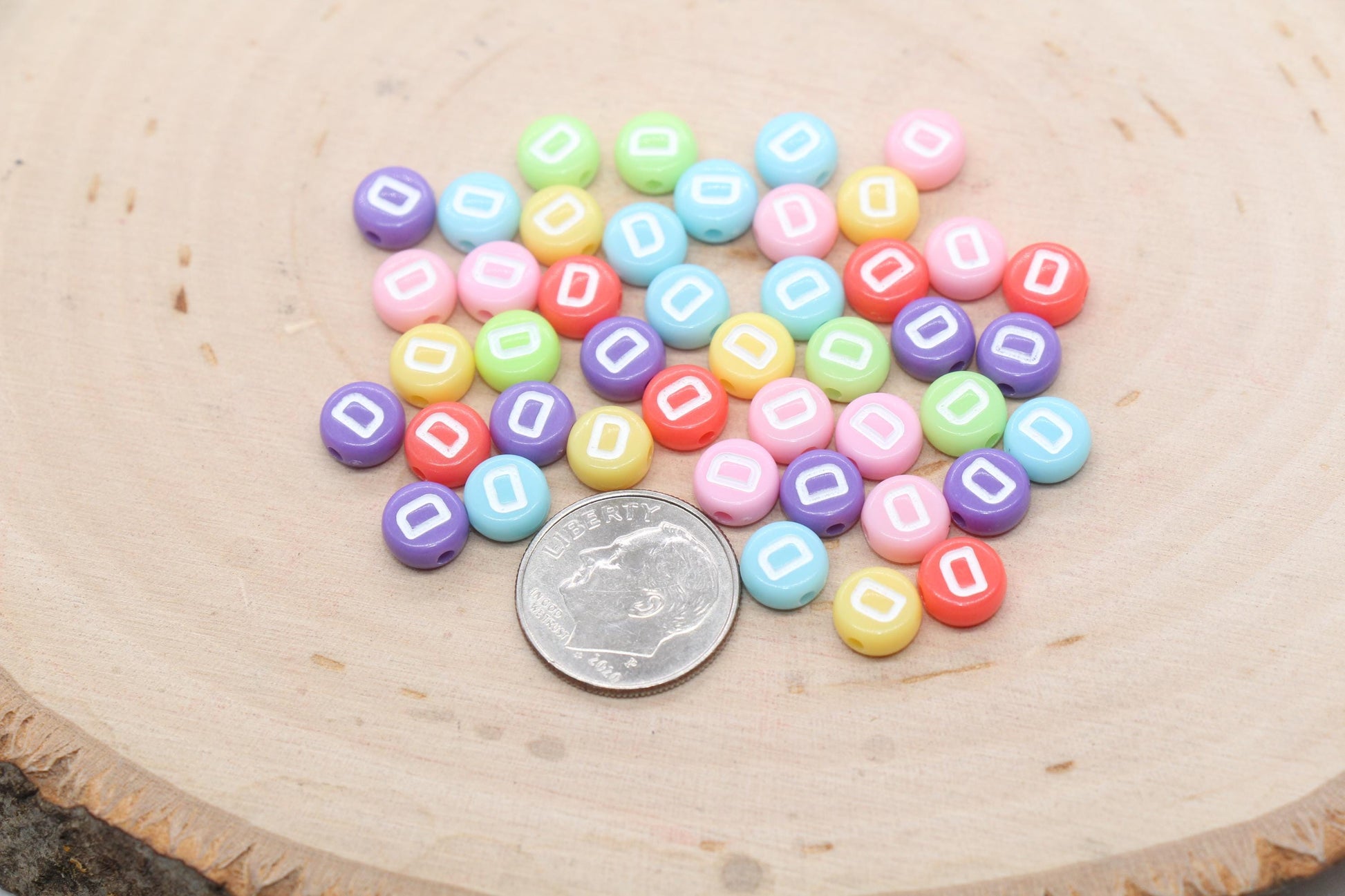 Letter D Beads, Pastel Mix Alphabet Letter Beads, Individual Letter Beads, Single Letter Beads, Name Initial Beads, Size 7mm