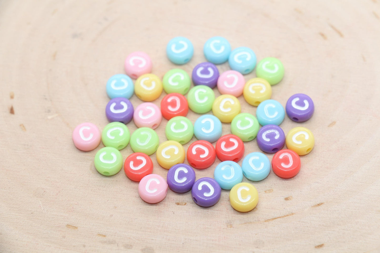 Letter C Beads, Pastel Mix Alphabet Letter Beads, Individual Letter Beads, Single Letter Beads, Name Initial Beads, Size 7mm