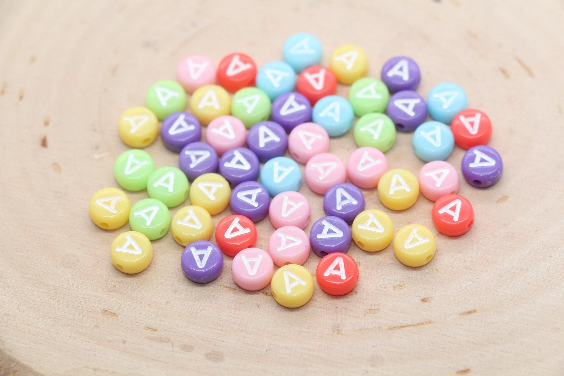 Letter A Beads, Pastel Mix Alphabet Letter Beads, Individual Letter Beads, Single Letter Beads, Name Initial Beads, Size 7mm