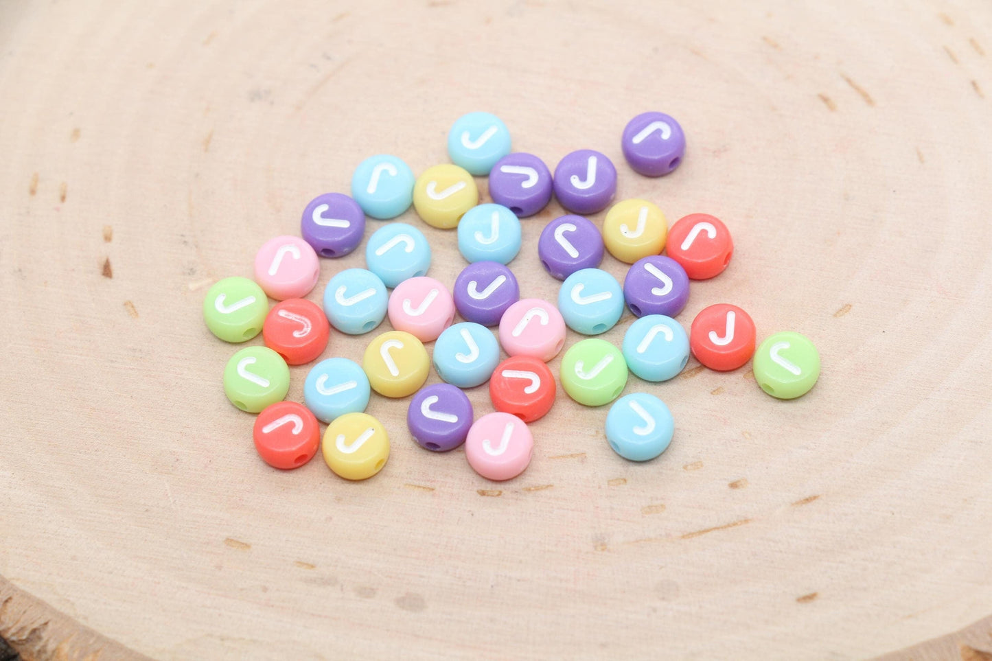 Letter J Beads, Pastel Mix Alphabet Letter Beads, Individual Letter Beads, Single Letter Beads, Name Initial Beads, Size 7mm