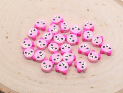 Pink Bear Polymer Clay Beads, Dog Clay Beads, Animal Themed Beads, Jewelry Beads, Bead for Bracelet #607