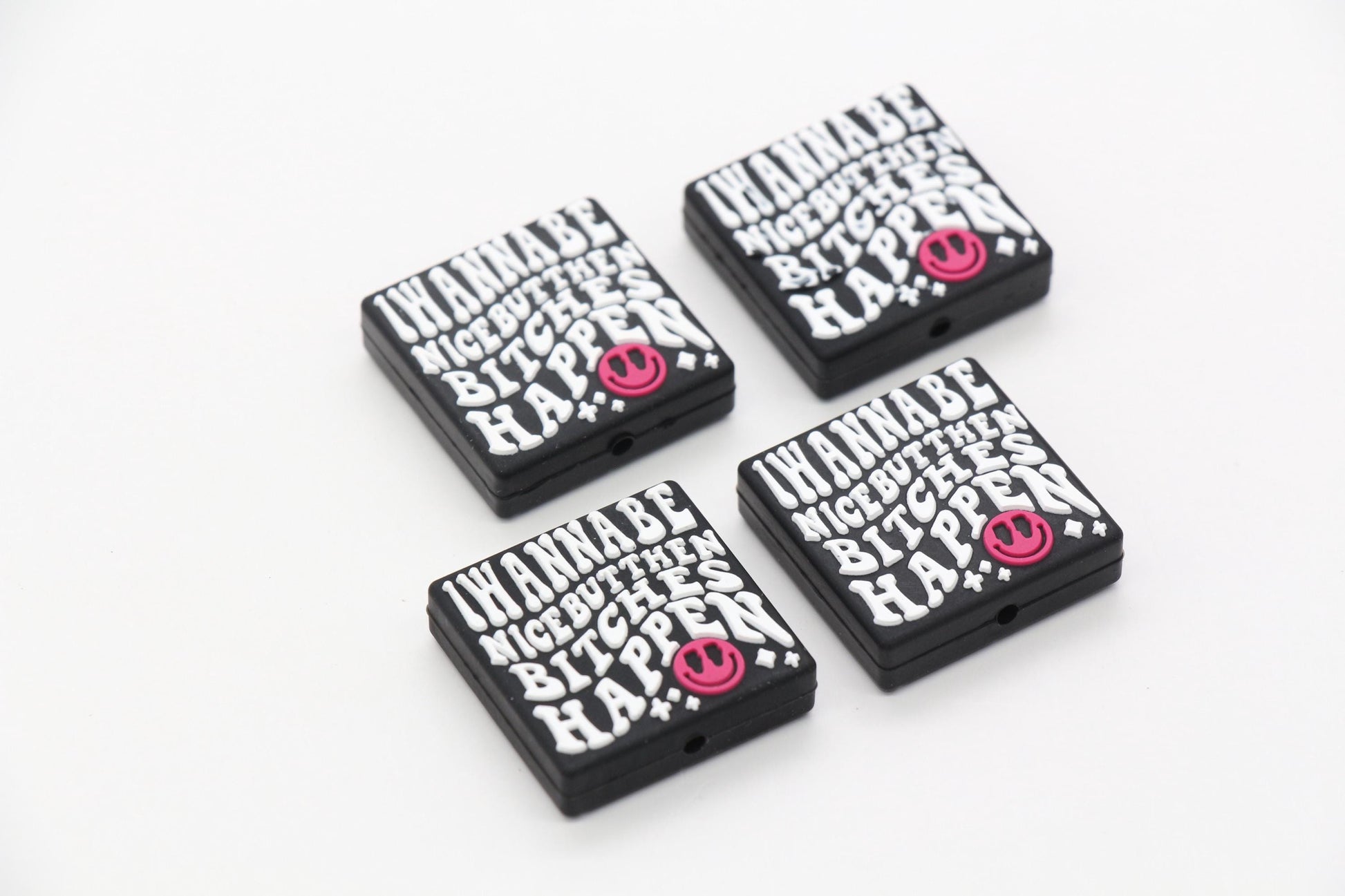 I Wanna Be Nice But Then Bitch*s Happen Focal Beads, Sarcasm Saying Beads, Funny Saying Focal Beads, Silicone Beads, Beads for Pens #644